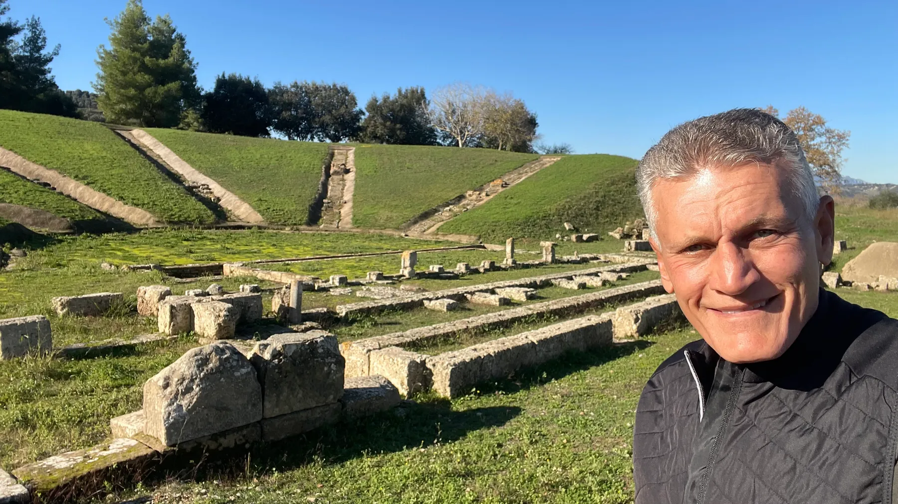 Κωνσταντίνος (Konstantinos) at the theatre ruins of Ancient Elis