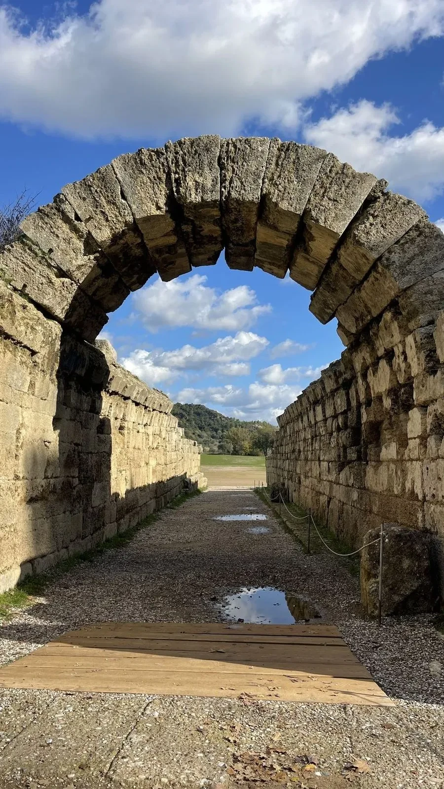 The ancient stone archway entrance to the Olympic stadium
