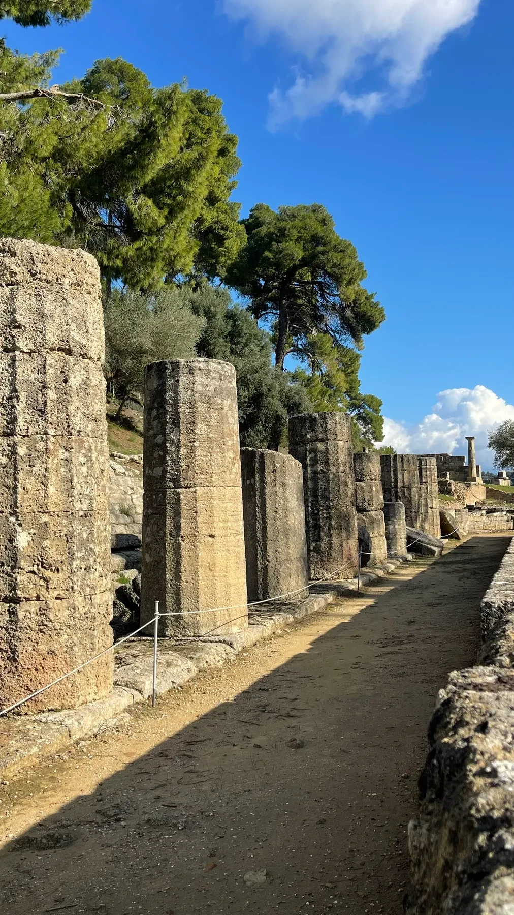 Fluted stone columns of the Temple of Hera at Olympia